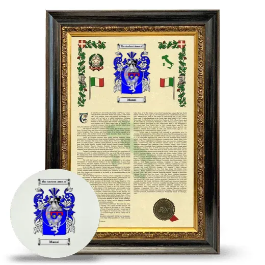 Manzi Framed Armorial History and Mouse Pad - Heirloom