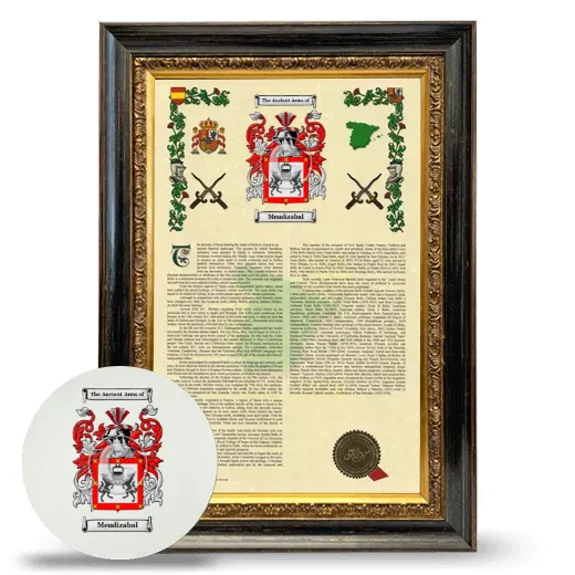 Mendizabal Framed Armorial History and Mouse Pad - Heirloom
