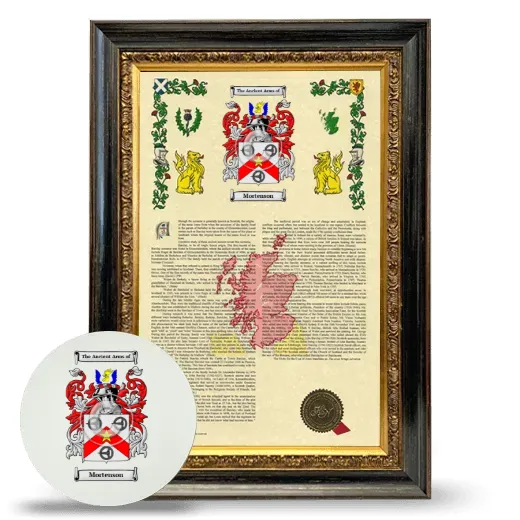 Mortenson Framed Armorial History and Mouse Pad - Heirloom