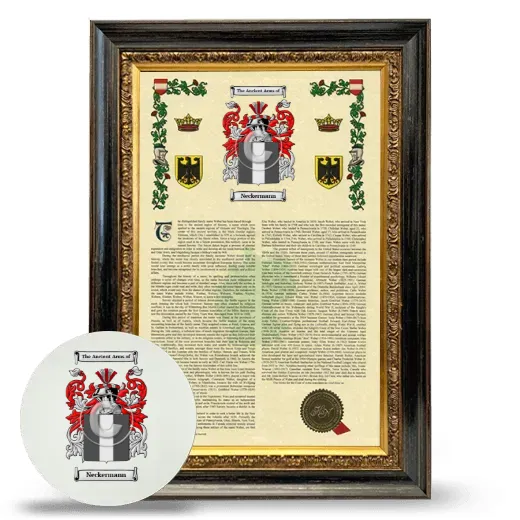 Neckermann Framed Armorial History and Mouse Pad - Heirloom