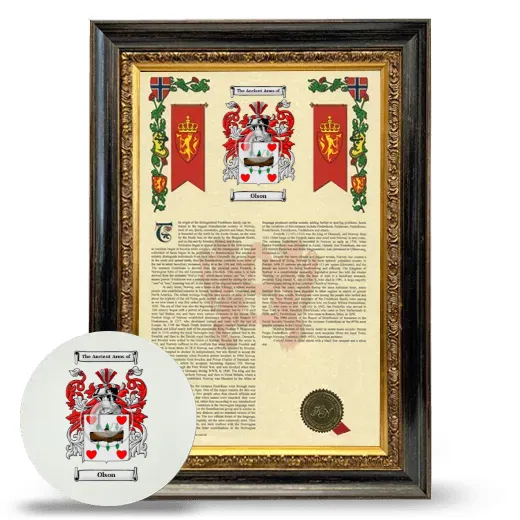 Olson Framed Armorial History and Mouse Pad - Heirloom
