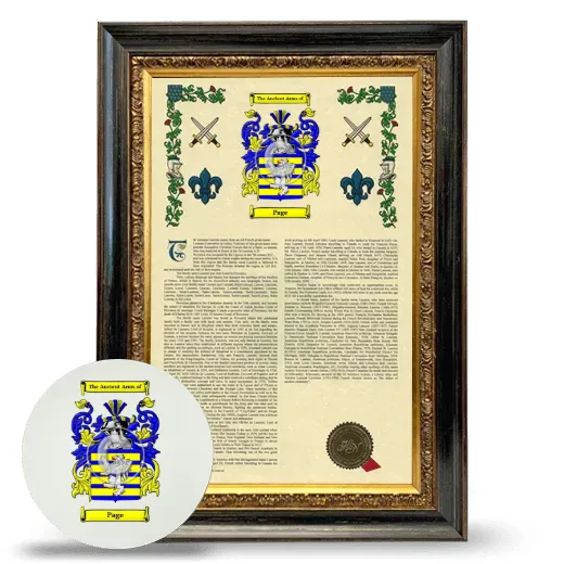 Page Framed Armorial History and Mouse Pad - Heirloom