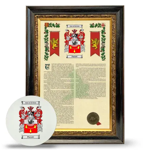 Parrott Framed Armorial History and Mouse Pad - Heirloom