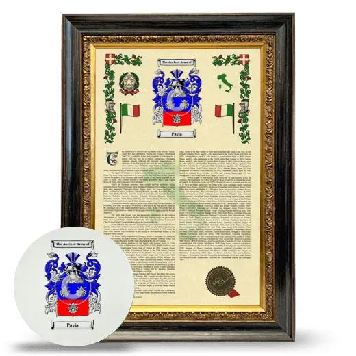 Pavia Framed Armorial History and Mouse Pad - Heirloom