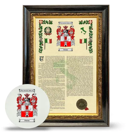 Pavon Framed Armorial History and Mouse Pad - Heirloom