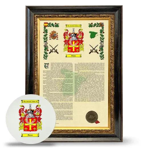 Perez Framed Armorial History and Mouse Pad - Heirloom