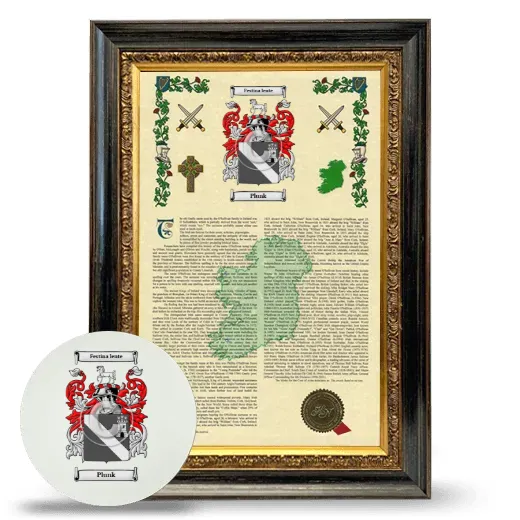 Plunk Framed Armorial History and Mouse Pad - Heirloom