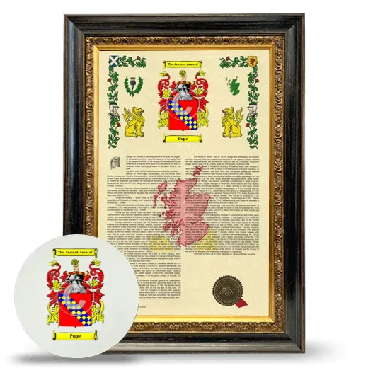 Pope Framed Armorial History and Mouse Pad - Heirloom