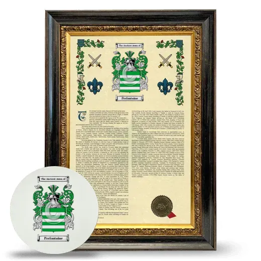 Prefontaine Framed Armorial History and Mouse Pad - Heirloom