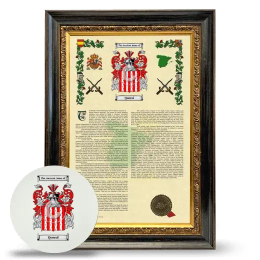Querol Framed Armorial History and Mouse Pad - Heirloom