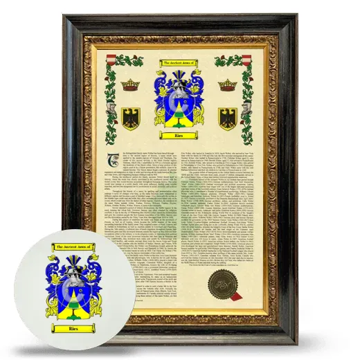 Ries Framed Armorial History and Mouse Pad - Heirloom