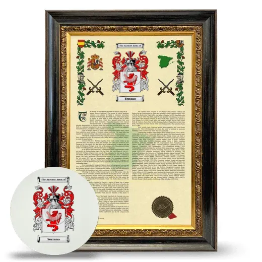Serrano Framed Armorial History and Mouse Pad - Heirloom