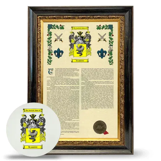 St.sauver Framed Armorial History and Mouse Pad - Heirloom