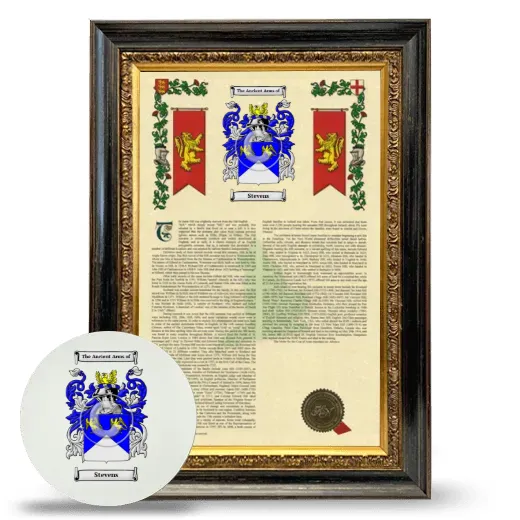 Stevens Framed Armorial History and Mouse Pad - Heirloom