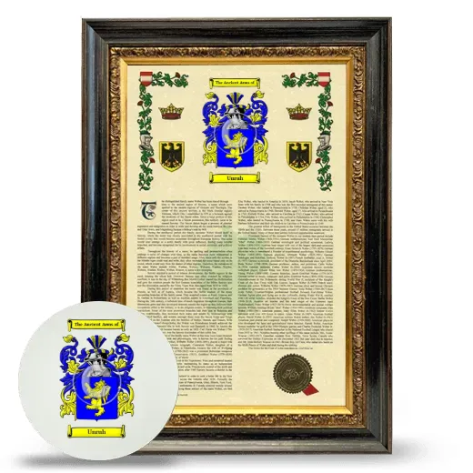 Unruh Framed Armorial History and Mouse Pad - Heirloom