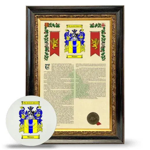 Waters Framed Armorial History and Mouse Pad - Heirloom