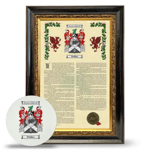 Watkins Framed Armorial History and Mouse Pad - Heirloom