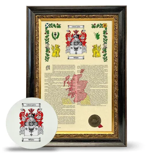 White Framed Armorial History and Mouse Pad - Heirloom