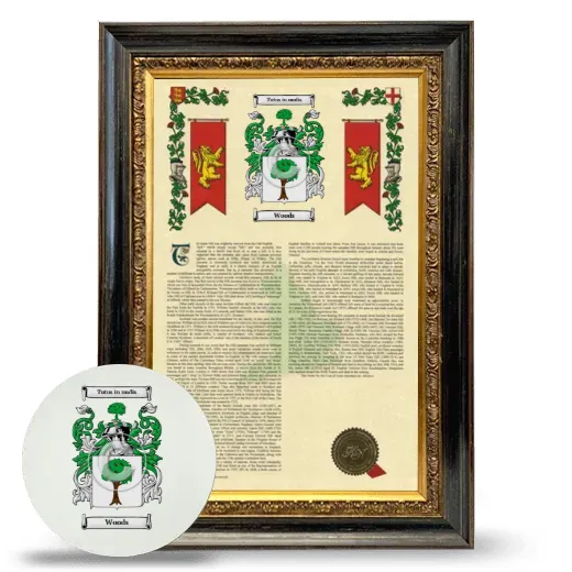 Woods Framed Armorial History and Mouse Pad - Heirloom