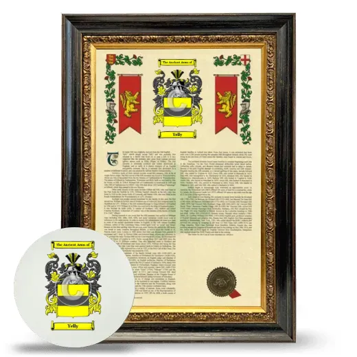 Yelly Framed Armorial History and Mouse Pad - Heirloom