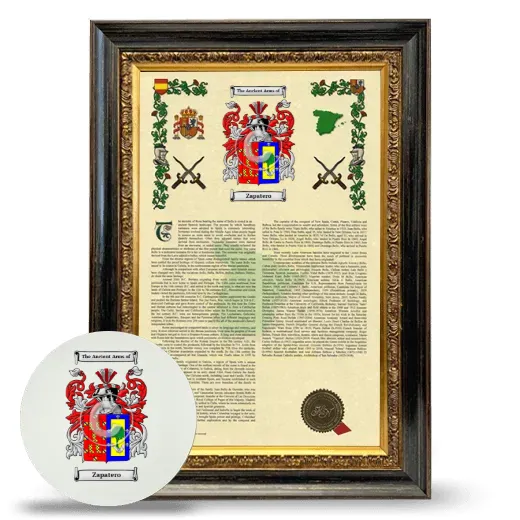 Zapatero Framed Armorial History and Mouse Pad - Heirloom