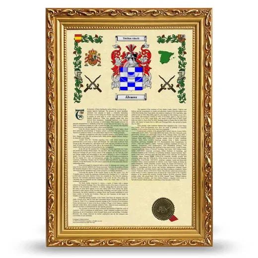 Álvarez Armorial History Framed - Gold