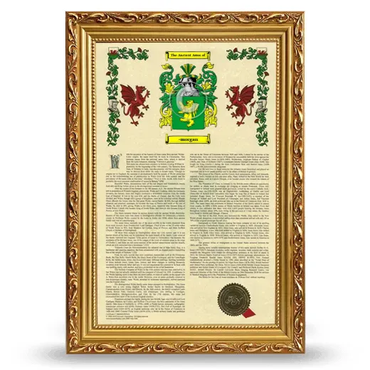 -morgan Armorial History Framed - Gold