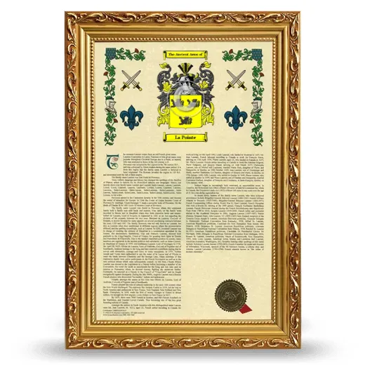 La Pointe Armorial History Framed - Gold