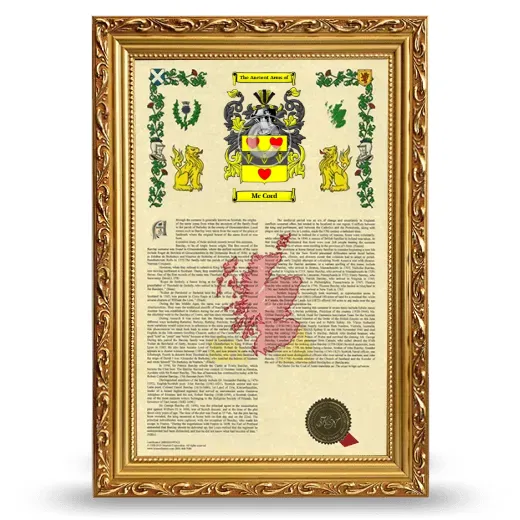 Mc Cord Armorial History Framed - Gold