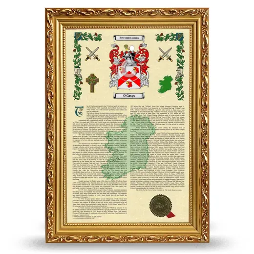 O'Casys Armorial History Framed - Gold