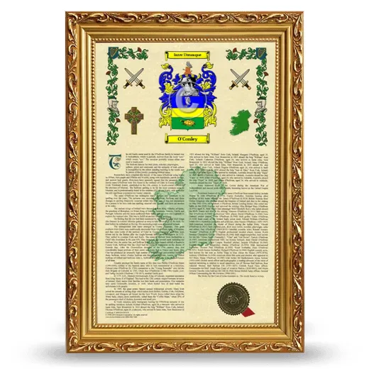 O'Conley Armorial History Framed - Gold