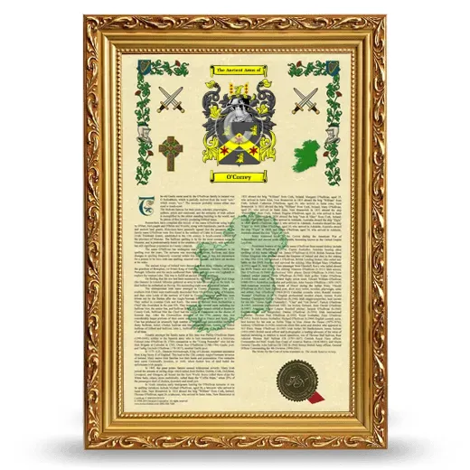 O'Correy Armorial History Framed - Gold