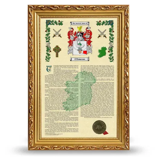 O'Donavan Armorial History Framed - Gold