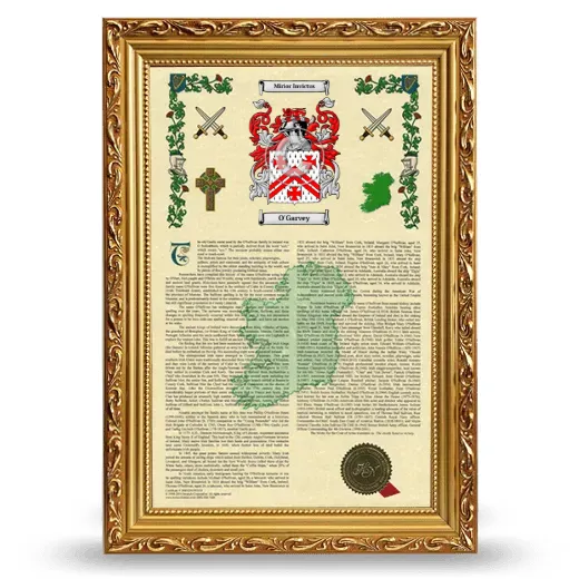 O'Garvey Armorial History Framed - Gold
