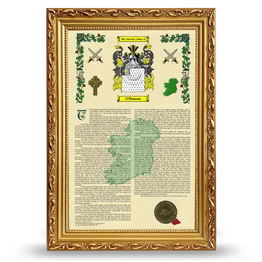 O'Hanson Armorial History Framed - Gold