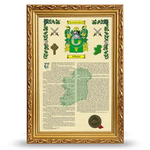 O'Harind Armorial History Framed - Gold
