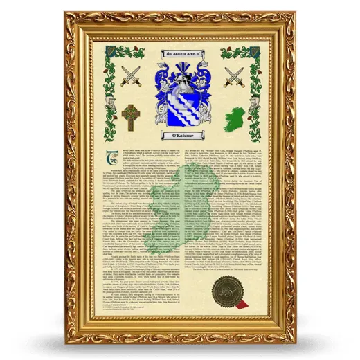 O'Kahane Armorial History Framed - Gold
