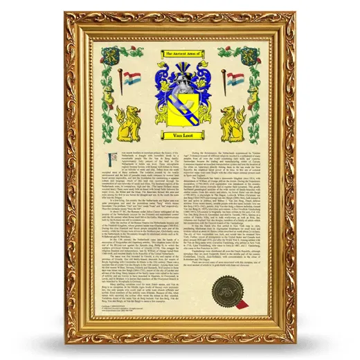 Van Loot Armorial History Framed - Gold