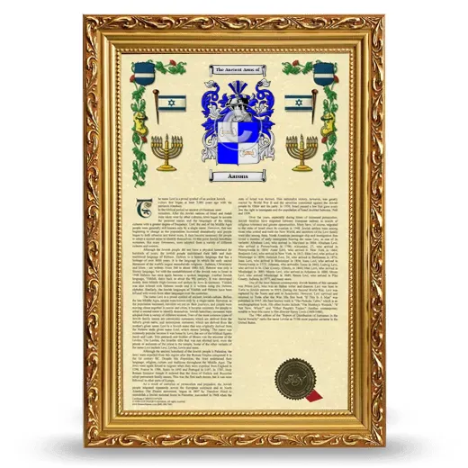 Aarons Armorial History Framed - Gold