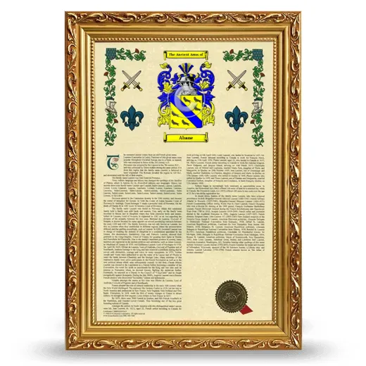 Abane Armorial History Framed - Gold