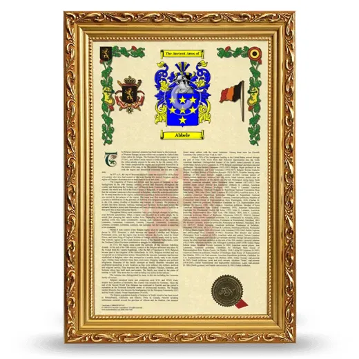Abbele Armorial History Framed - Gold