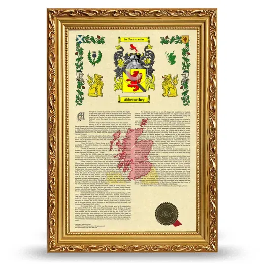 Abbernethey Armorial History Framed - Gold