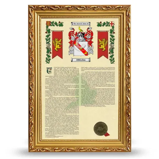 Abbindon Armorial History Framed - Gold