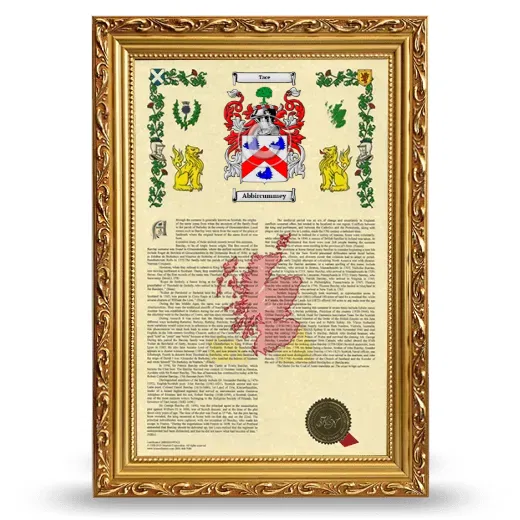 Abbircummey Armorial History Framed - Gold