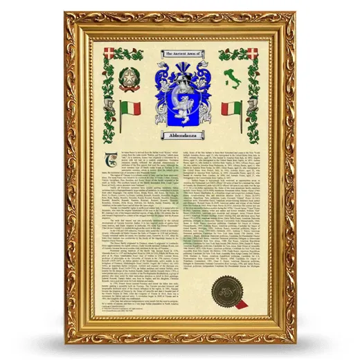 Abbondanza Armorial History Framed - Gold