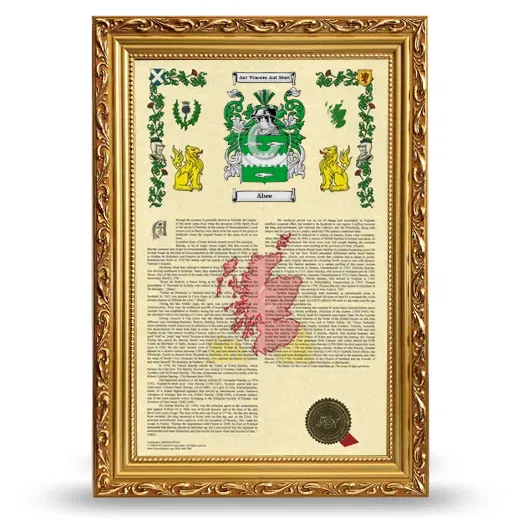 Abee Armorial History Framed - Gold