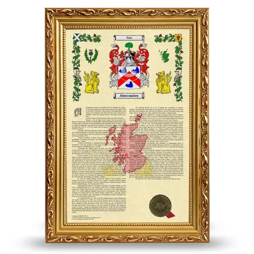 Abercombey Armorial History Framed - Gold