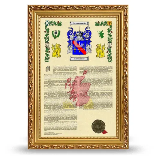 Aberkirdoe Armorial History Framed - Gold