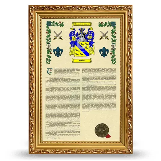 Ablanc Armorial History Framed - Gold