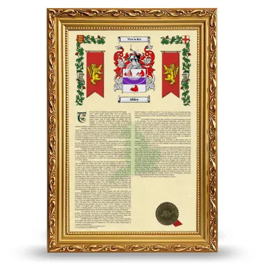 Abley Armorial History Framed - Gold